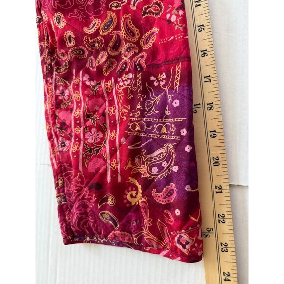 Reversible Quilted Jacket Red & Purple Paisley Print Womens Size M Country Boho - Picture 8 of 8